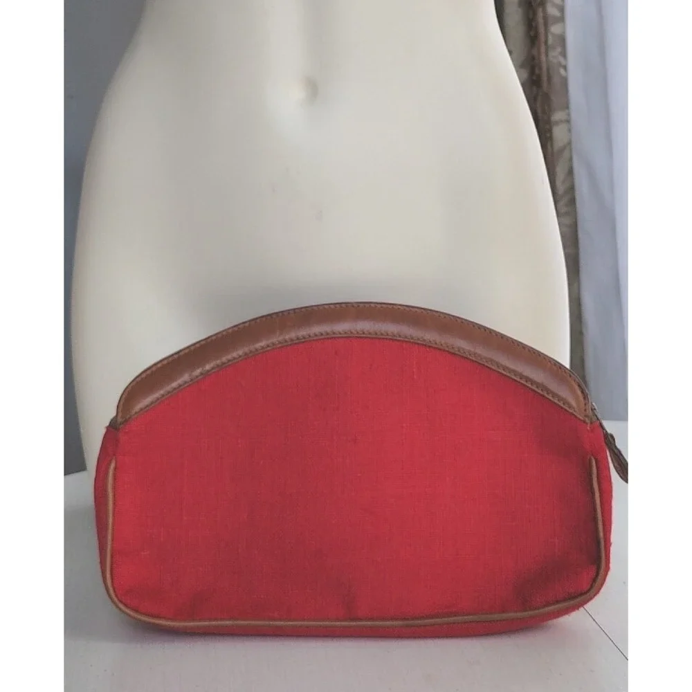 Vintage Trafalgar Preppy Luxe Red‎ Silk Linen Clutch Purse